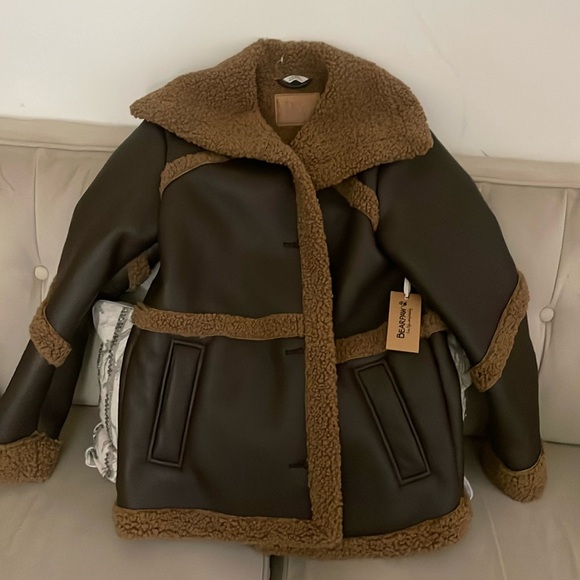 NWOT Bearpaw Sherpa Mixed Media‎ Jacket Coat - Picture 2 of 7